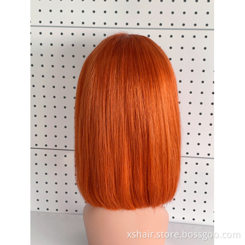 Ginger Color Orange Lace Frontal Wig Transparent Lace Human Hair wig